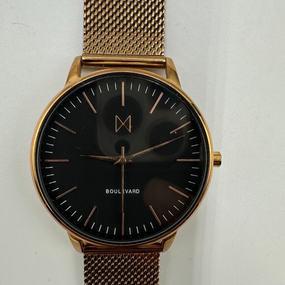 MVMT Accessories - MVMT Boulevard Watch Women Rose Gold Tone Black Dial Mesh Band New